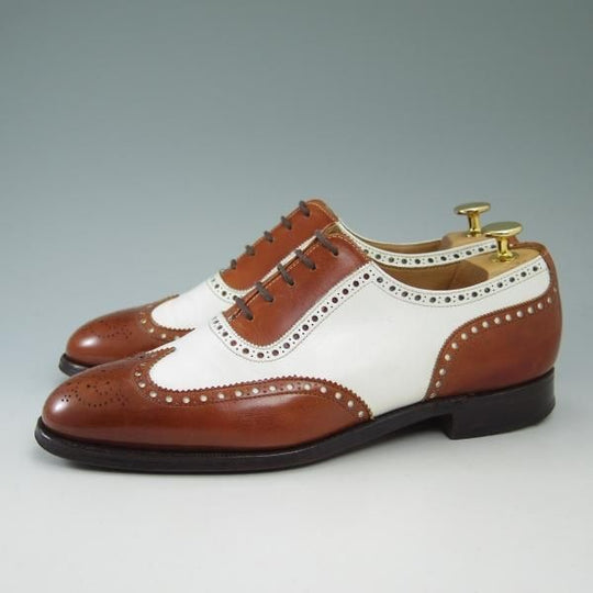 極上★クロケット&ジョーンズ7E【★英)ニュー&リングウッド別注/New&Lingwood】チャネル仕上げ/コンビ色/フルブローグCrockett&Jones★b844
