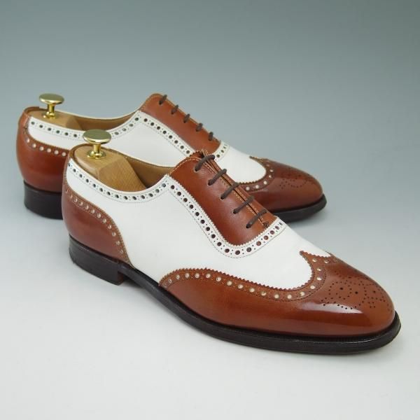 極上★クロケット&ジョーンズ7E【★英)ニュー&リングウッド別注/New&Lingwood】チャネル仕上げ/コンビ色/フルブローグCrockett&Jones★b844