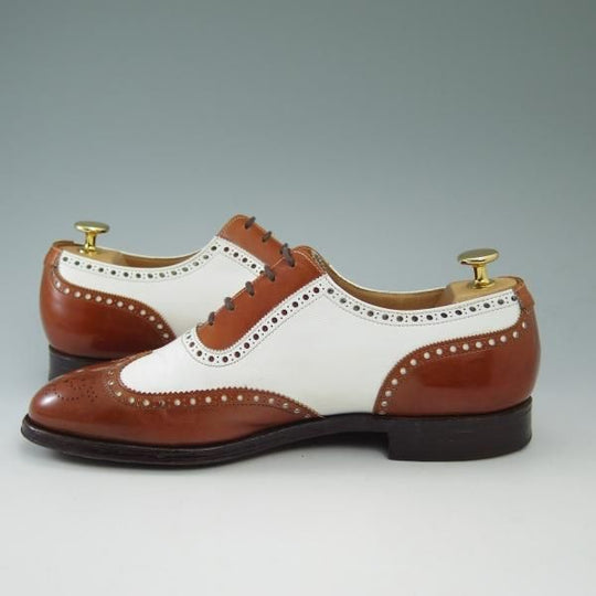 極上★クロケット&ジョーンズ7E【★英)ニュー&リングウッド別注/New&Lingwood】チャネル仕上げ/コンビ色/フルブローグCrockett&Jones★b844