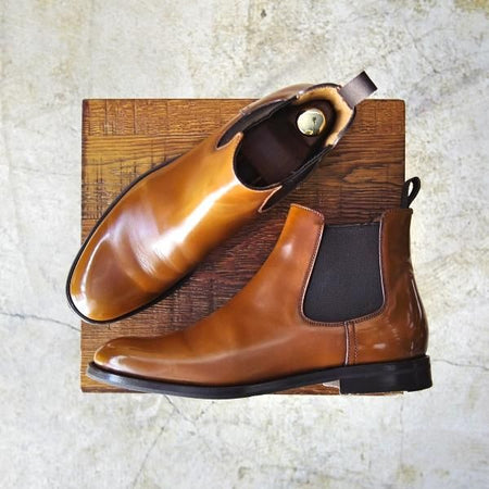 美品★チャーチ(レディース) SIZE 37.5【★サイドゴアブーツ/MONMOUTH WG】ポリッシュドバインダーカーフ/サンダルウッド/Church's★b827