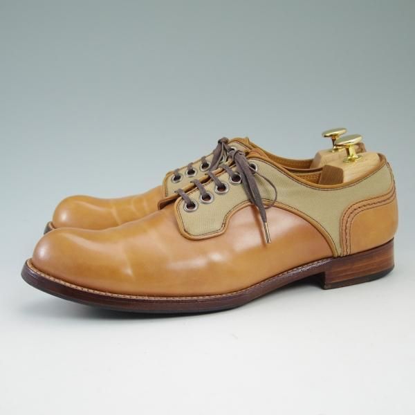 美品★ショセ 25cm/SIZE 40【★ナチュラルカラー コードバン】C-740/キャンバス/コンビ/プレーントゥ/chausser★b829