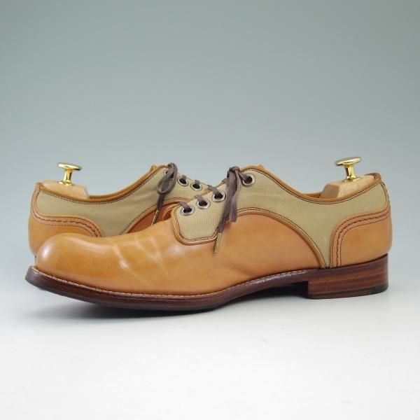 美品★ショセ 25cm/SIZE 40【★ナチュラルカラー コードバン】C-740/キャンバス/コンビ/プレーントゥ/chausser★b829