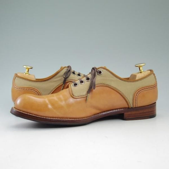 美品★ショセ 25cm/SIZE 40【★ナチュラルカラー コードバン】C-740/キャンバス/コンビ/プレーントゥ/chausser★b829