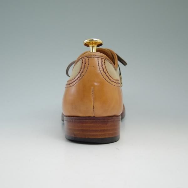 美品★ショセ 25cm/SIZE 40【★ナチュラルカラー コードバン】C-740/キャンバス/コンビ/プレーントゥ/chausser★b829