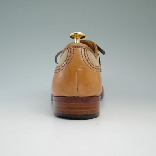 美品★ショセ 25cm/SIZE 40【★ナチュラルカラー コードバン】C-740/キャンバス/コンビ/プレーントゥ/chausser★b829