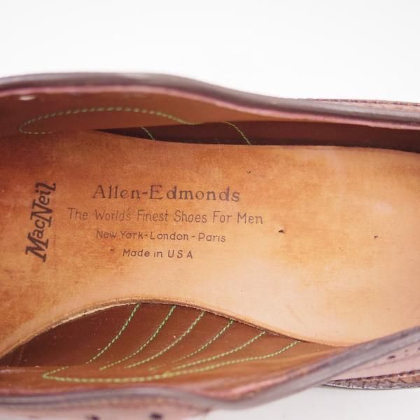 未使用★(米)アレンエドモンズ 6E【貴重80's★旧ロゴ//MacNail 2】ロングウイング/グレインレザー/赤茶/ALLEN EDMONDS★b851