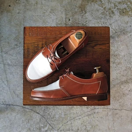 ★(伊)HENRY BEGUELIN/エンリーベグリン(レディース) SIZE 4【★茶×白 コンビカラー】Uチップ★b869