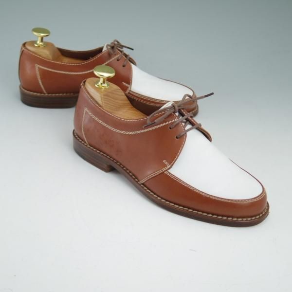 ★(伊)HENRY BEGUELIN/エンリーベグリン(レディース) SIZE 4【★茶×白 コンビカラー】Uチップ★b869