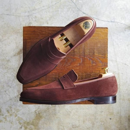 極美品★クロケット&ジョーンズ 6.5E【★コインローファー/MERTON/348ラスト】スエード/Crockett&Jones★b874