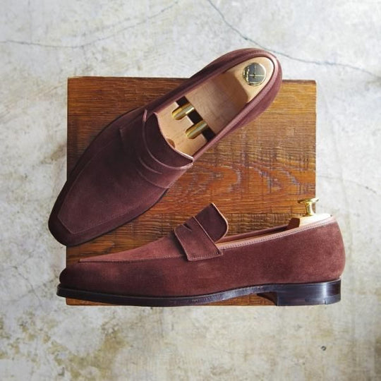 極美品★クロケット&ジョーンズ 6.5E【★コインローファー/MERTON/348ラスト】スエード/Crockett&Jones★b874