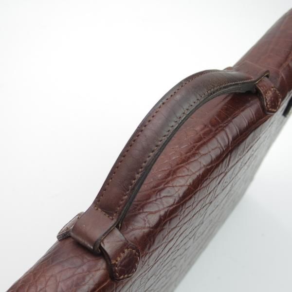 Mulberry マルベリー ビジネスバッグ クロコ型押し ブラック本革 英国製 ☆(英)マルベリー/Mulberry【☆型押し/ブリーフケース】クロコ調