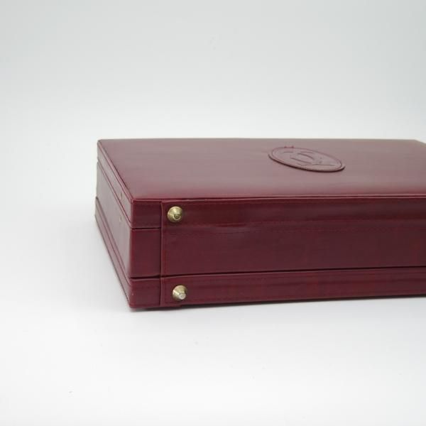 極美品★カルティエ/Cartier【★マストライン/アタッシュケース】カルティエレッド/ボルドー/メンズ レザー ビジネス バッグ★N5014