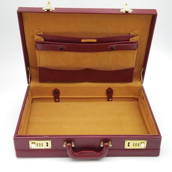 極美品★カルティエ/Cartier【★マストライン/アタッシュケース】カルティエレッド/ボルドー/メンズ レザー ビジネス バッグ★N5014