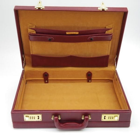 極美品★カルティエ/Cartier【★マストライン/アタッシュケース】カルティエレッド/ボルドー/メンズ レザー ビジネス バッグ★N5014