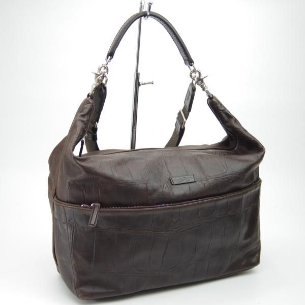 美品★ダニエル&ボブ【★ジャスミン/JASMINE/コッコーネ/COCCONE】メンズ レザー ショルダー バッグ/クロコ型押し/Daniel&Bob★N5020