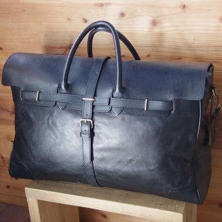 極上★(英)アクアスキュータム/Aquascutum【★高額!!ボストンバッグ】黒/レザー/メンズ ビジネス バッグ★N5024