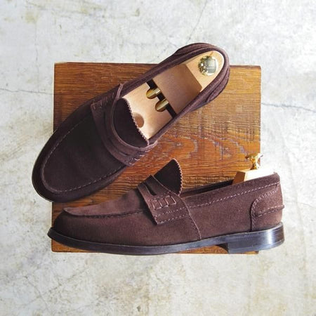 極上★チャーチ 75F/UK7.5【★Pembrey/ペンブリー】126ラスト/4都市ロゴ/スエード/ビーフロール/コインローファー/Church's★b889