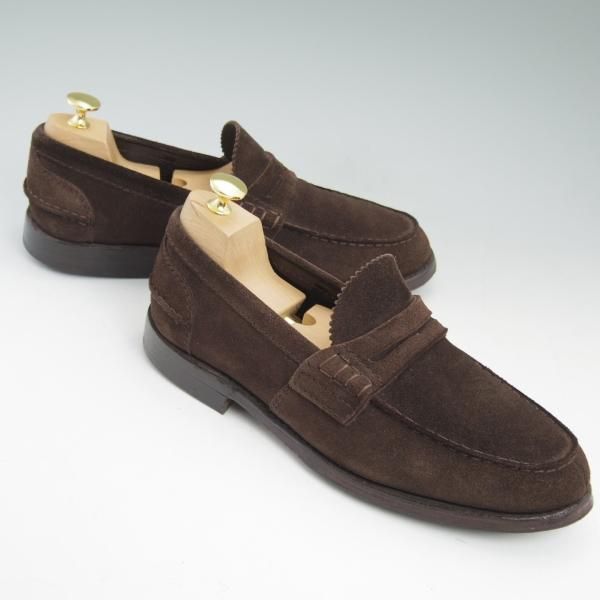 極上★チャーチ 75F/UK7.5【★Pembrey/ペンブリー】126ラスト/4都市ロゴ/スエード/ビーフロール/コインローファー/Church's★b889