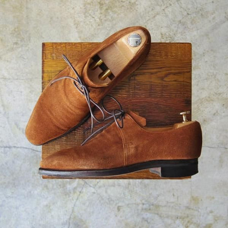 極上★(仏)Corthay/コルテ SIZE 5.5【★定価20万円程度】ダービーシューズ/Vフロント/プレーントゥ/スエード★b904