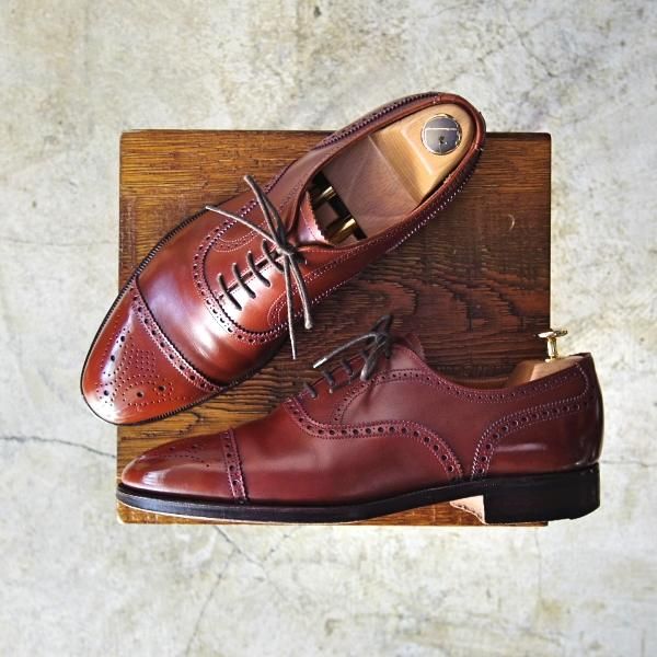 極上★クロケット&ジョーンズ 7.5E 【★チェアマン/CHAIRMAN】 366ラスト/セミブローグ/Crockett&Jones★b918