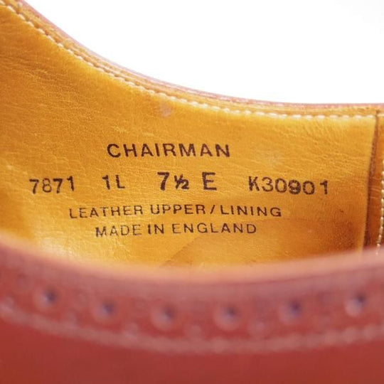 極上★クロケット&ジョーンズ 7.5E 【★チェアマン/CHAIRMAN】 366ラスト/セミブローグ/Crockett&Jones★b918
