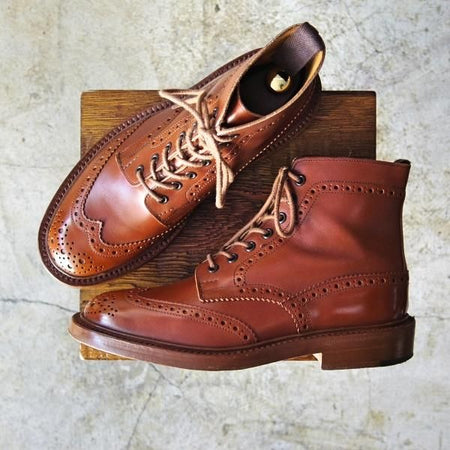 極美品★トリッカーズ SIZE 7.5【★マロンアンティーク/MALTON/モールトン/M2508】カーフ/カントリーブーツ/Tricker's★b923