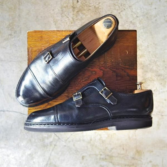 ★パラブーツ SIZE 8.5【★ウィリアム/WILLIAM】シボ革/スコッチグレイン/NOIR/黒/ダブルモンク/Paraboot★b933