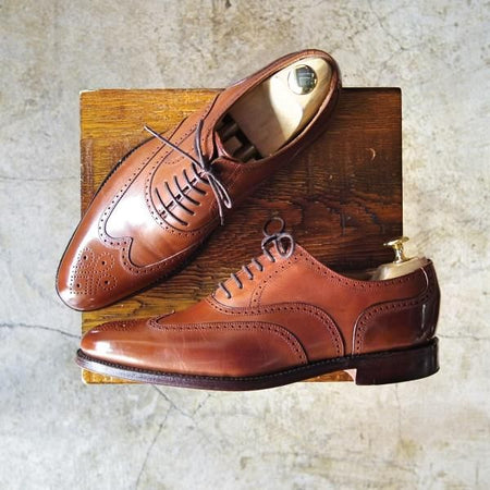 極美品★(英)Loake/ローク UK6【★フルブローグ/SAVOY】ウイングチップ★b935