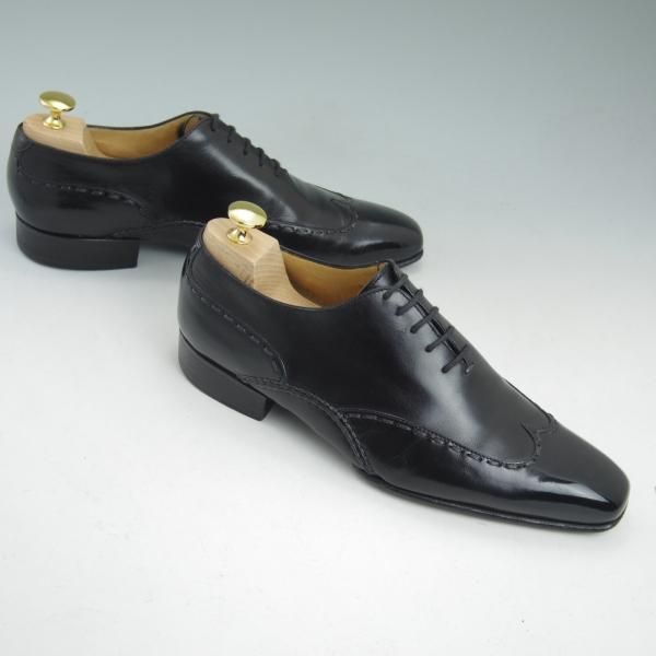 極上★(伊)ボリーニ UK7程度【★オパンケ・ボロネーゼ製法】ブラインドブローグ/黒/BOLLINI★b936