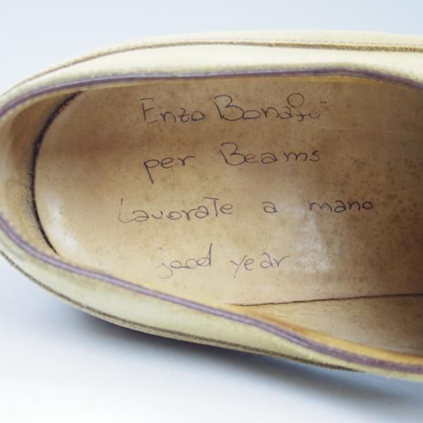 極上★(伊)エンツォ・ボナフェ SIZE 7.5【★BEAMS別注/ハンドソーンウェルテッド製法】スエード/サイドレース/ENZO BONAFE★b937