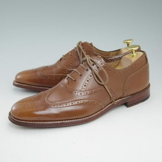 極美品★(英)グレンソン SIZE 7【★フルブローグ】4002/284/ポリッシュカーフ/ウイングチップ/GRENSON★b943