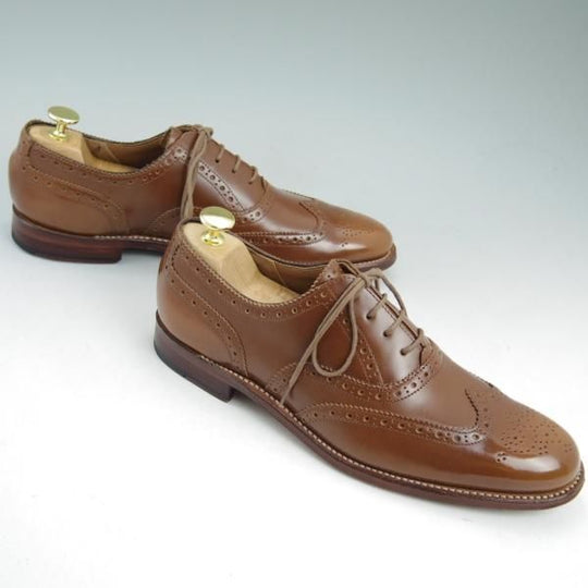 極美品★(英)グレンソン SIZE 7【★フルブローグ】4002/284/ポリッシュカーフ/ウイングチップ/GRENSON★b943