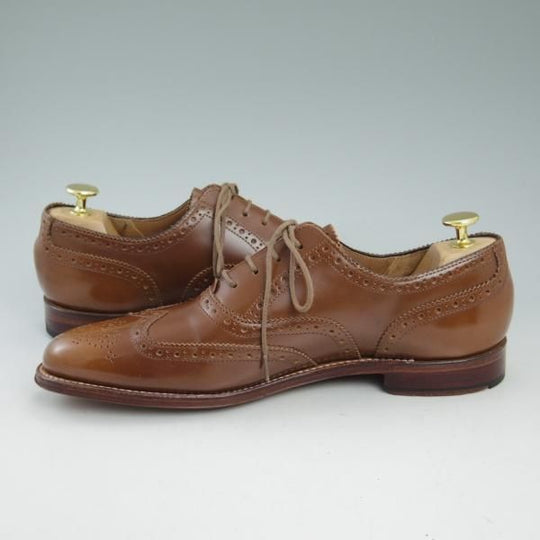 極美品★(英)グレンソン SIZE 7【★フルブローグ】4002/284/ポリッシュカーフ/ウイングチップ/GRENSON★b943