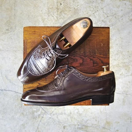 極美品★(伊)アルティオリ SIZE 7.5【★希少!!シャークスキン/鮫革/コンビ】59ラスト/Uチップ/スターアルティオリ/Star ARTIOLI★b952