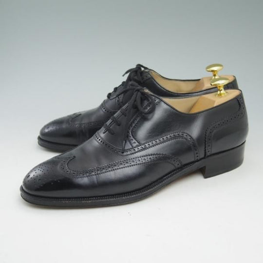 極美品★(伊)タニノクリスチー SIZE 7.5【★定価15万円以上】フルブローグ/カーフ/104583A/ARGO/BABY CALF/NERO/TANINO CRISCI★b955