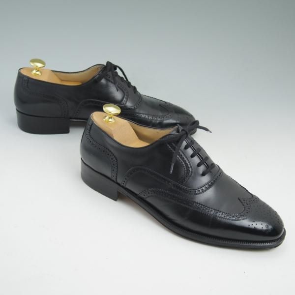 極美品★(伊)タニノクリスチー SIZE 7.5【★定価15万円以上】フルブローグ/カーフ/104583A/ARGO/BABY CALF/NERO/TANINO CRISCI★b955