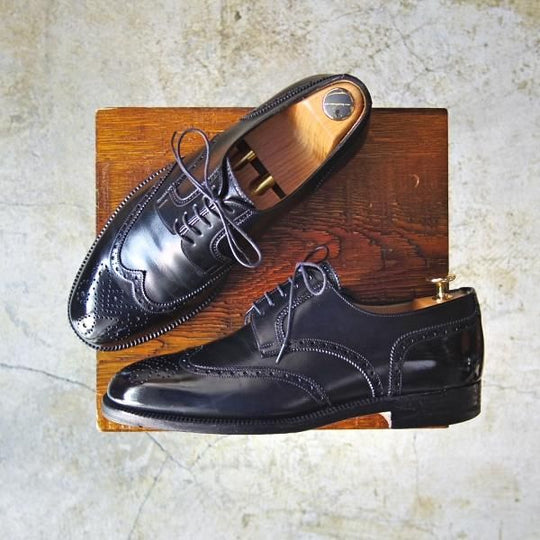 極上★(伊)タニノクリスチー SIZE 6.5【★希少!!ハンドソーンウェルテッド製法】フルブローグ/カーフ/128928/TANINO CRISCI★b956