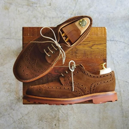 美品★(英)サンダース製 UK6.5/US7.5【★リッジウェイソール/MARK MCNAIRY別注/マークマクナイリー】スエード/フルブローグ/SANDERS★b962