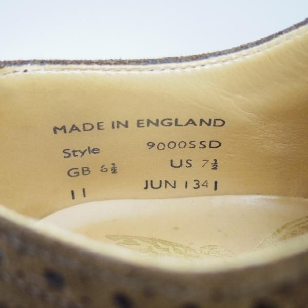 美品★(英)サンダース製 UK6.5/US7.5【★リッジウェイソール/MARK MCNAIRY別注/マークマクナイリー】スエード/フルブローグ/SANDERS★b962