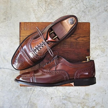 極美品★(米)アレンエドモンズ 7.5E【定価15万円以上★シガー色/コードバン仕様】Strand/セミブローグ/ALLEN EDMONDS★b970