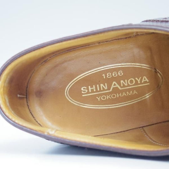 美品★SHINANOYA/信濃屋 SIZE 7【★コードバン仕様/グッドイヤーウェルテッド製法】バーガンディー/フルブローグ/ウイングチップ★b971