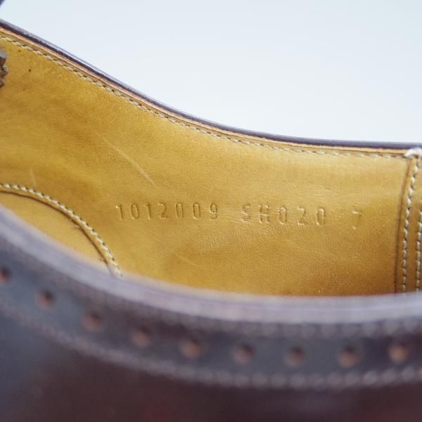 美品★SHINANOYA/信濃屋 SIZE 7【★コードバン仕様/グッドイヤーウェルテッド製法】バーガンディー/フルブローグ/ウイングチップ★b971