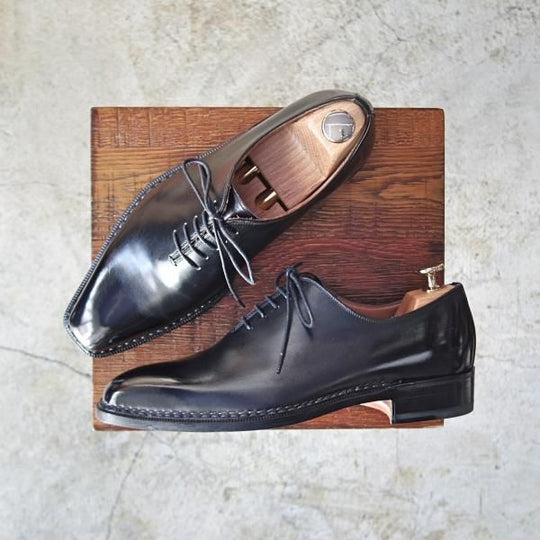 ほぼ未使用★(伊)ボリーニ SIZE 38【高級★グッドイヤーアルタッコ製法】ホールカット/カーフ/ブラック/BOLLINI★b991