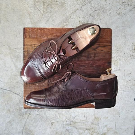 極上★(伊)タニノクリスチー SIZE 6【高額★イグアナ/リザード革コンビ仕様】REAL LIZARD/クォーターブローグ/TANINO CRISCI★b993