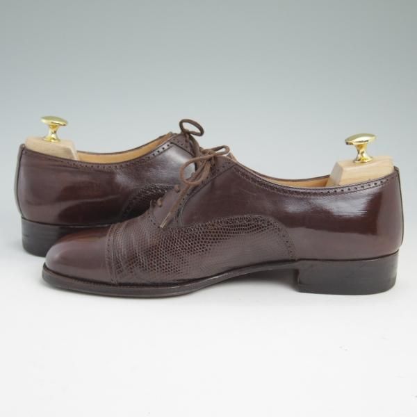 極上★(伊)タニノクリスチー SIZE 6【高額★イグアナ/リザード革コンビ仕様】REAL LIZARD/クォーターブローグ/TANINO CRISCI★b993