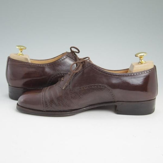 極上★(伊)タニノクリスチー SIZE 6【高額★イグアナ/リザード革コンビ仕様】REAL LIZARD/クォーターブローグ/TANINO CRISCI★b993
