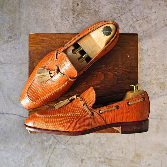 未使用★カルミナ SIZE 7.5【★リザード革仕様/REAL LIZARD/トレーディングポスト別注品】タッセルローファー/Trading Post/CARMINA★c024