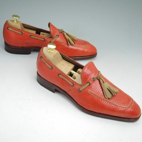 未使用★カルミナ SIZE 7.5【★リザード革仕様/REAL LIZARD/トレーディングポスト別注品】タッセルローファー/Trading Post/CARMINA★c024