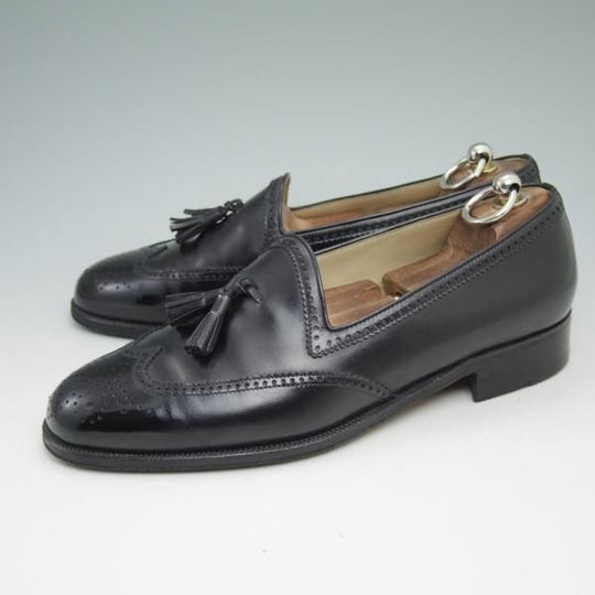 美品★(伊)タニノクリスチー SIZE 7.5【★定価15万円以上】タッセルローファー/108287/カーフ/NERO/黒/TANINO CRISCI★b997