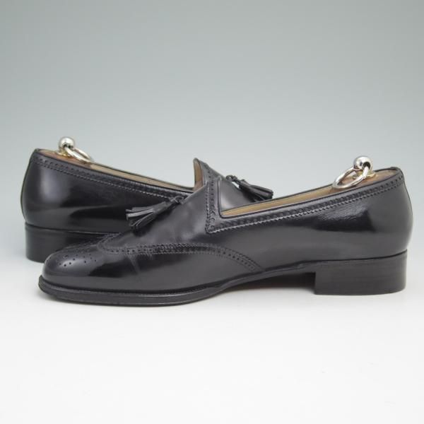 美品★(伊)タニノクリスチー SIZE 7.5【★定価15万円以上】タッセルローファー/108287/カーフ/NERO/黒/TANINO CRISCI★b997
